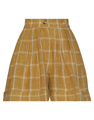 Solotre Woman Shorts & Bermuda Shorts Ocher Size 4 Linen In Yellow