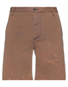 MAURIZIO MASSIMINO MAURIZIO MASSIMINO MAN SHORTS & BERMUDA SHORTS BROWN SIZE 34 COTTON, ELASTANE