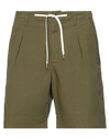 Cellar Door Man Shorts & Bermuda Shorts Military Green Size 36 Cotton, Elastane