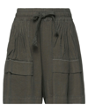High Woman Shorts & Bermuda Shorts Dark Green Size 2 Linen, Rayon In Green