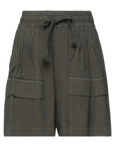 High Woman Shorts & Bermuda Shorts Dark Green Size 4 Linen, Rayon