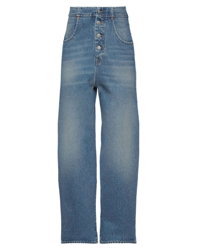 Mm6 Maison Margiela Women Sky Blue Wide-leg Denim Cotton Jeans, 26 Luxury Jeans For Women Darveys