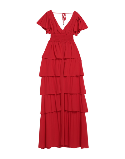 Divedivine Long Dresses In Red