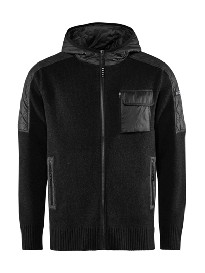 Falke Wool-blend Hooded Zip Jacket In Black