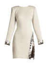 Tadashi Shoji Long-sleeve Minidress In Platinum