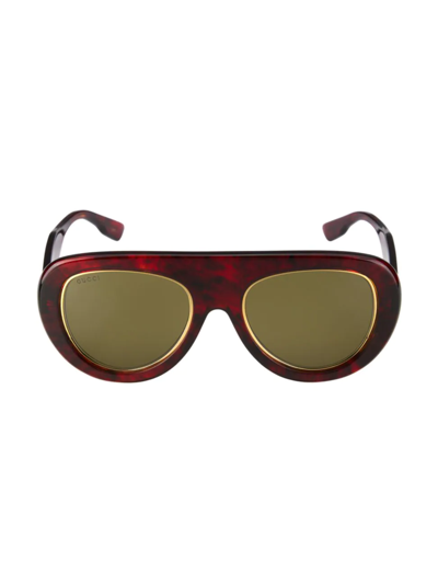 Gucci Logo 54mm Pilot Sunglasses In Havana