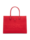 Versace Logo Canvas Tote In Canna Canna  Gold