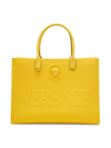 Versace Logo Canvas Tote In Yellow Yellow  Gold