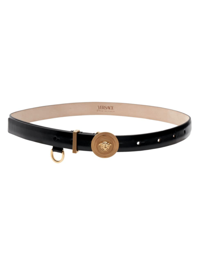 Versace Women's Medusa Leather Belt In Black