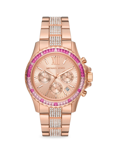 Michael Kors Everest Chronograph Rose Goldtone Stainless Steel Watch In Gold / Gold Tone / Pink / Rose / Rose Gold / Rose Gold Tone