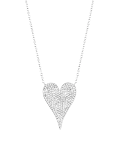 Saks Fifth Avenue Women's 14k White Gold & 0.43 Tcw Diamond Heart Necklace