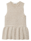 Tibi Tech Tweedy Sculpted Peplum Sweater In Cream Brown Multi