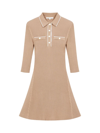 Maje Relly Rib-knit Short Dress In Camel