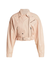 Lamarque Dylan Leather Biker Jacket In Ballet Pink