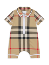 BURBERRY BABY'S COLLARED CHECK PLAYSUIT