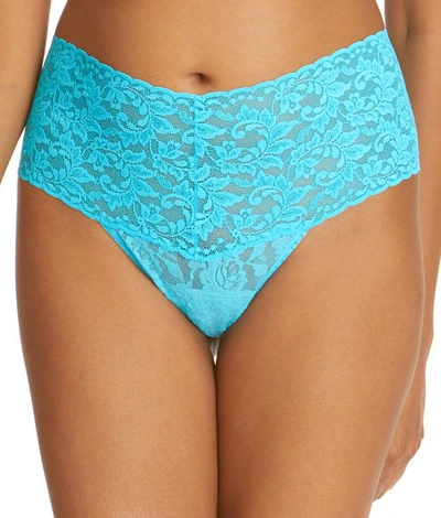 Hanky Panky Signature Lace Retro Thong In Navy