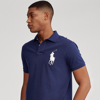 Ralph Lauren Custom Slim Fit Big Pony Mesh Polo Shirt In Newport Navy