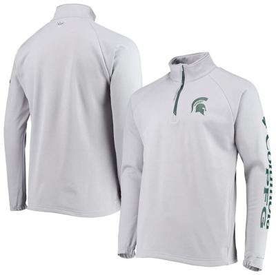 Columbia Men's Gray Michigan State Spartans Terminal Tackle Fleece Raglan Omni-shade Quarter-zip Jacket