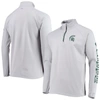 COLUMBIA COLUMBIA GRAY MICHIGAN STATE SPARTANS TERMINAL TACKLE FLEECE RAGLAN OMNI-SHADE QUARTER-ZIP JACKET