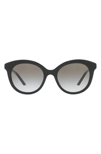 Prada 52mm Round Sunglasses In Black/ Grey Gradient