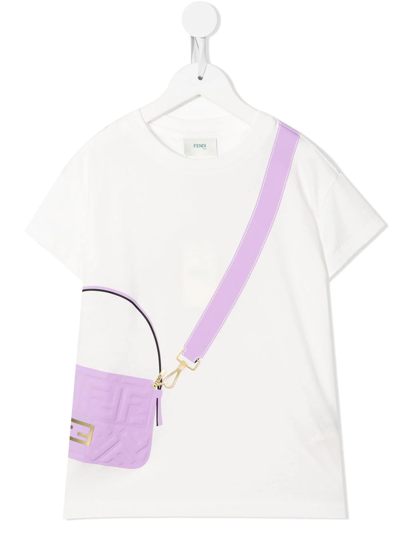 Fendi Kids' Graphic-print Short-sleeved T-shirt In White