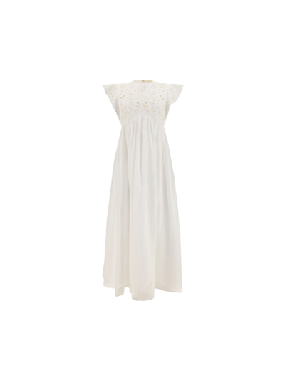 Chloé Long White Ruffled Empire Dress