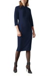 Donna Morgan Crepe Three-quarter Sleeve Sheath Dress In Twilight Navy