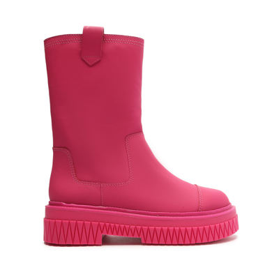 Schutz Jacy Leather Boot In Hot Pink