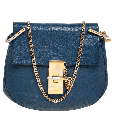 Pre-owned Chloé Navy Blue Leather Drew Shoulder Bag