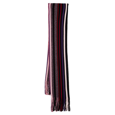 Pre-owned Missoni Multicolored Striped Wool & Lurex Knit Fringed Scarf