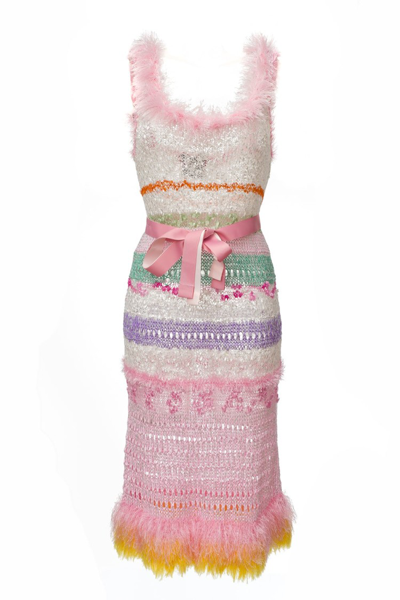 Andreeva California Handmade Knit Dress In Pink