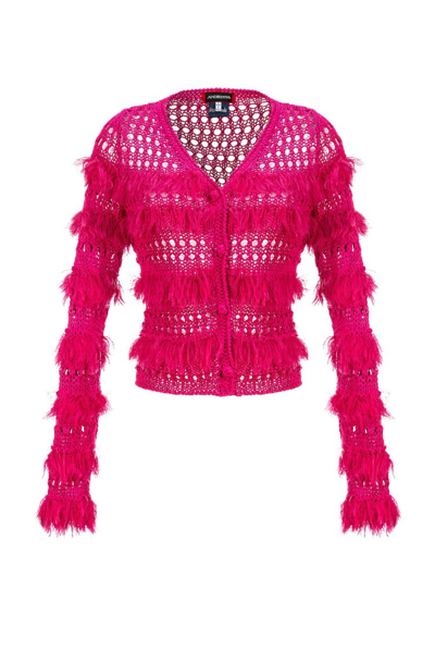 Andreeva Purple Handmade Knit Sweater In Pink