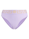 Versace Purple Medusa Band High Waist Bikini Bottom In Purple