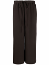 VALENTINO BROWN TIED-WAIST WIDE-LEG TROUSERS