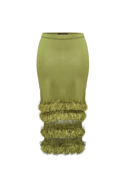 Andreeva Green Knit Skirt With Handmade Knit Details