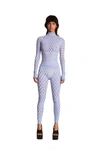 Maisie Wilen Perforated Turtleneck Stretch-jersey Top In Purple