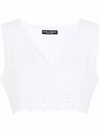 Dolce & Gabbana Women's Broderie Anglaise Linen-silk Cropped Top In White