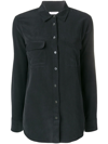 Equipment Black Signature Slim-fit Silk Shirt In Black