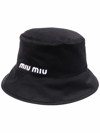 Miu Miu Women's Logo-embroidered Cotton Bucket Hat In Black