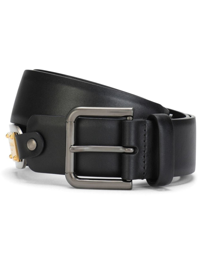 Dolce & Gabbana Leather Buckle Belt In Black