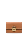TORY BURCH BROWN MINI MILLER LEATHER WALLET
