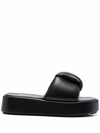 MIU MIU BLACK LEATHER SANDALS