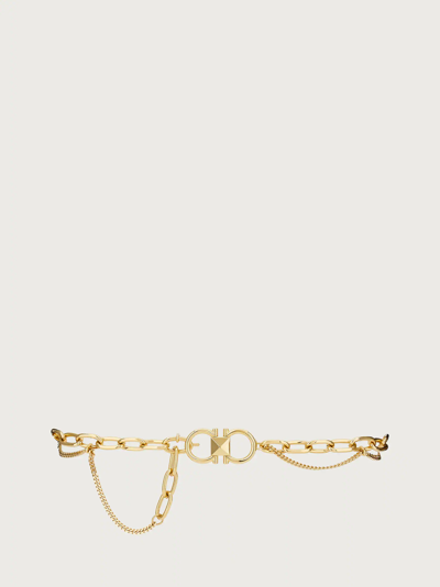 Ferragamo Gancini Fixed Chain Belt In Gold