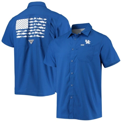 Columbia Men's  Pfg Royal Kentucky Wildcats Slack Tide Camp Button-up Shirt