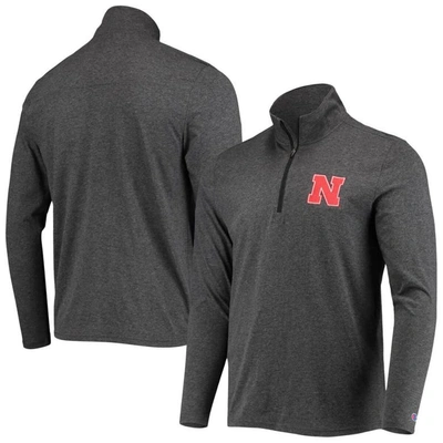 Champion Heathered Black Nebraska Huskers Field Day Team Quarter-zip Jacket In Heather Black