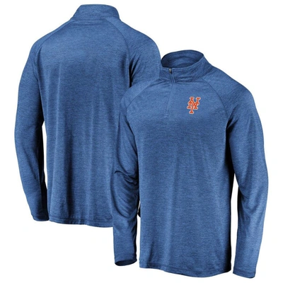 Fanatics Men's Royal New York Mets Iconic Striated Primary Logo Raglan Quarter-zip Pullover Jacket In Navy