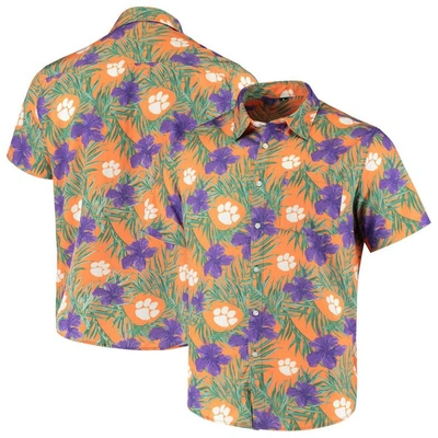 Foco Men's Orange Clemson Tigers Floral Button-up Shirt