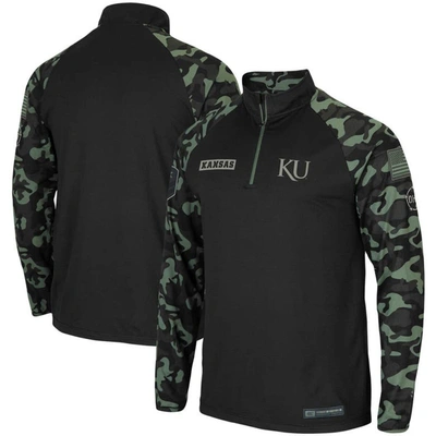 Colosseum Men's Black Kansas Jayhawks Oht Military-inspired Appreciation Take Flight Raglan Quarter-zip Jacket