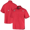 Columbia Scarlet Ohio State Buckeyes Tamiami Omni-shade Button-down Shirt In Scarlet