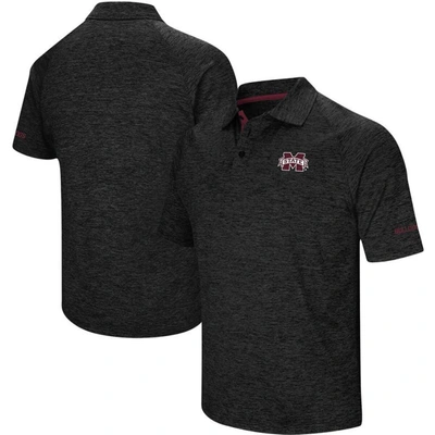 Colosseum Men's Heathered Black Mississippi State Bulldogs Down Swing Raglan Polo In Heather Black